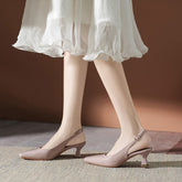 Tacones franceses de charol de una sola capa con punta cuadrada para mujer